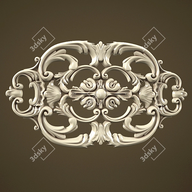 Elegant Stucco Ornament 3D model image 1