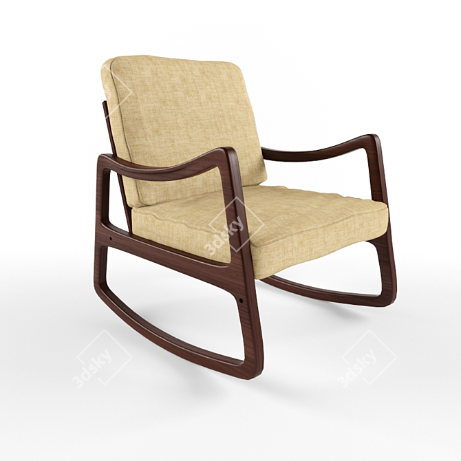  Retro Teak Rocking Chair 3D model image 1