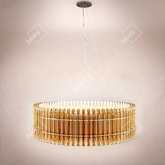 Elegant Wood and Plastic Chandelier 3D model image 1