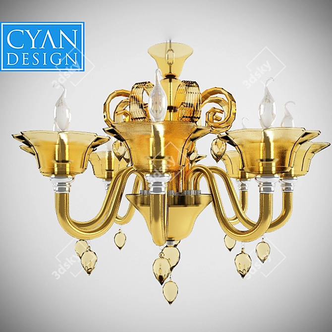 Elegant Murano Style Glass Chandelier 3D model image 1