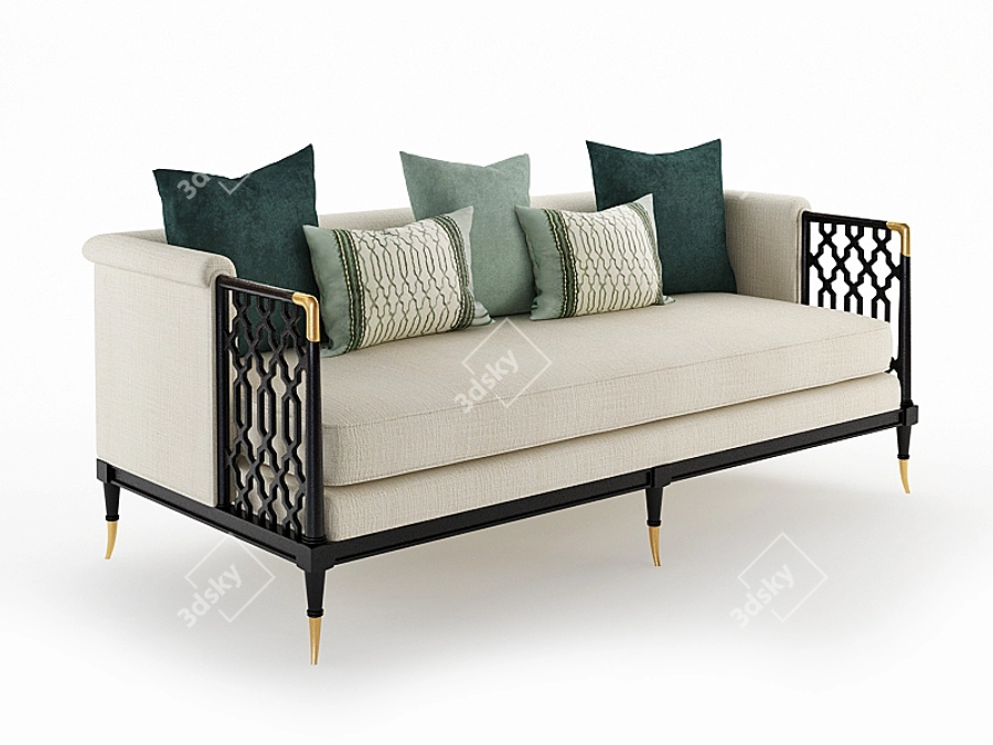 Elegant Caracole Sofa with Wooden Inlays 3D model image 1