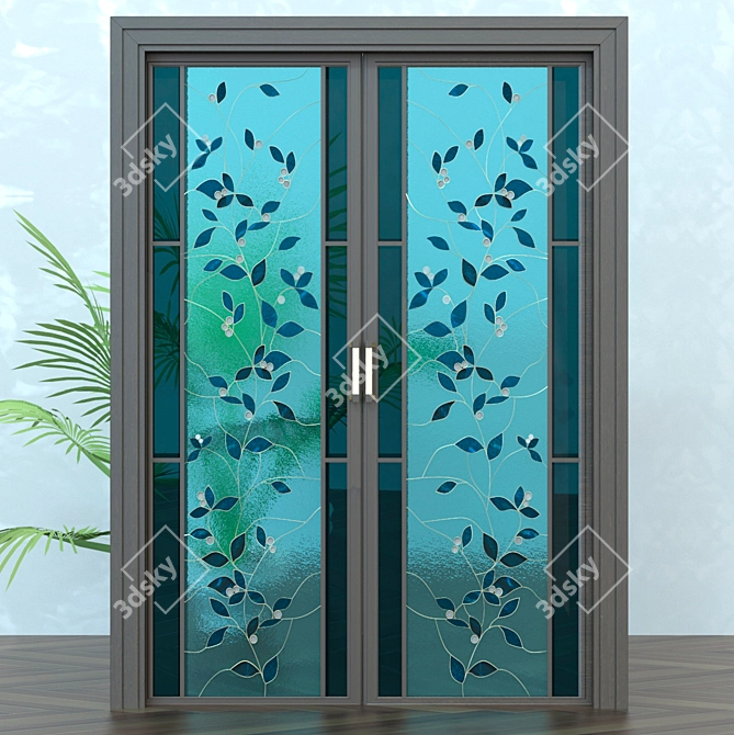 Elegant Vitrage Door 3D model image 1