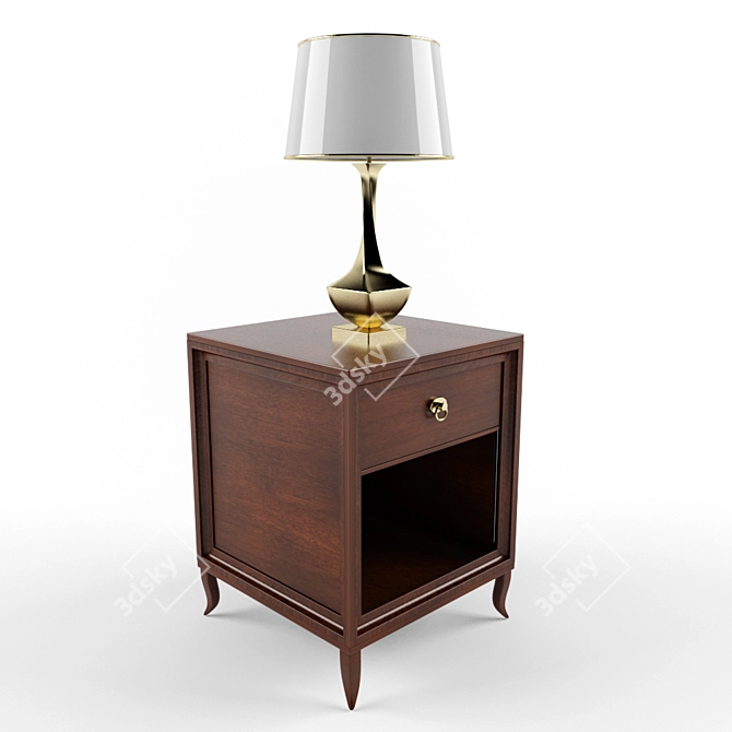 3D Table with Lamp 3D model image 1