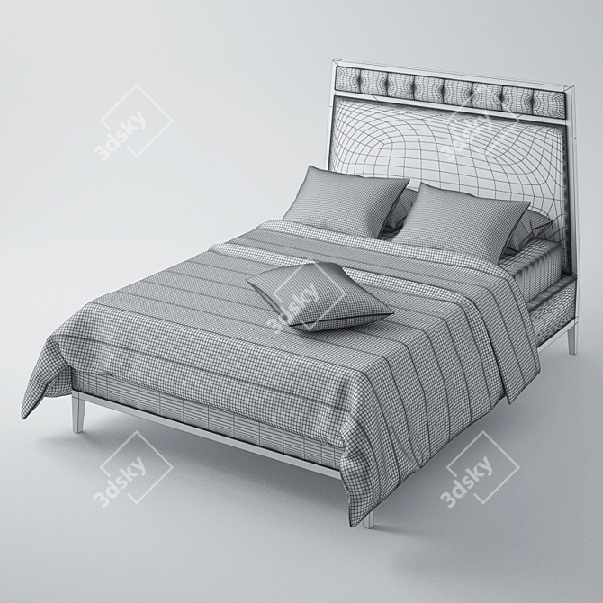 Lancaster King Bed: Elegant Combination of Fabric and Leather 3D model image 3