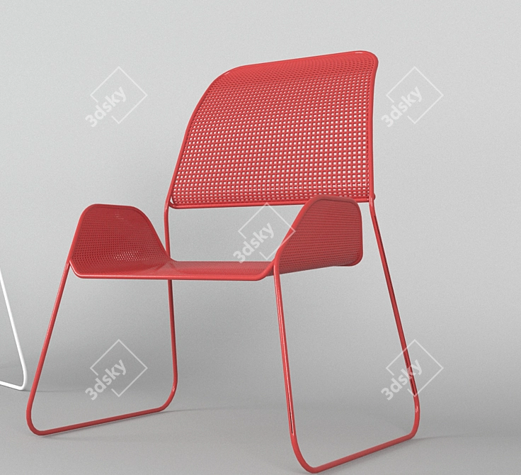 Sleek Steel Seating 3D model image 1