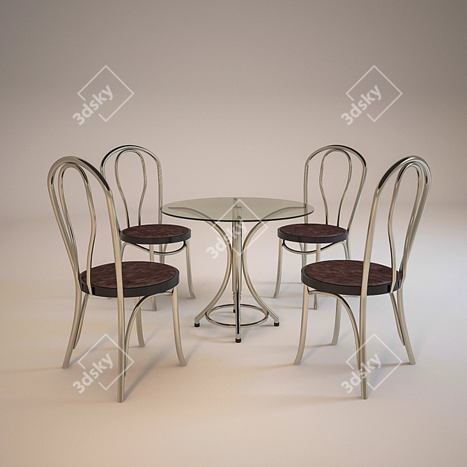  Metal Table and Chair Set 3D model image 1