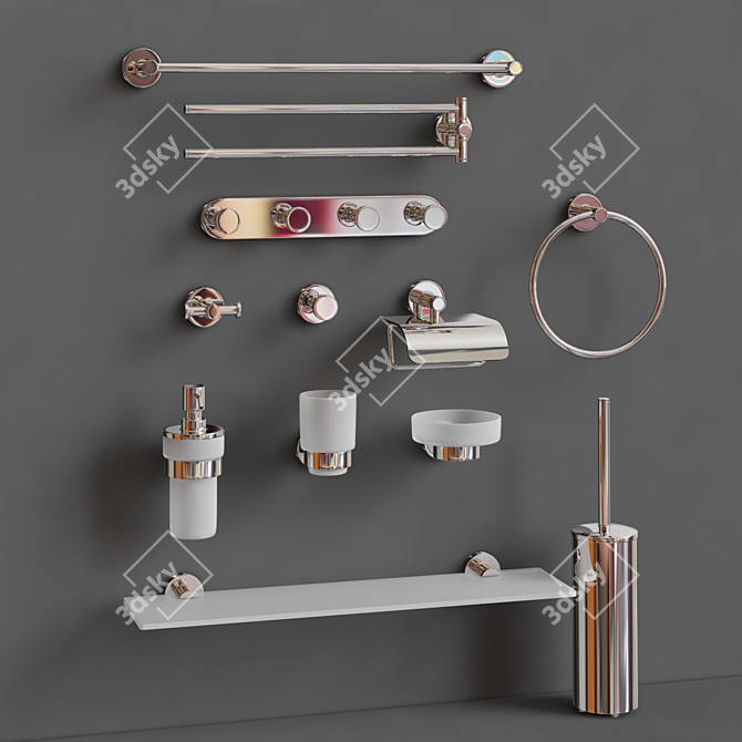 Modern Bathroom Accessories Set 3D model image 1