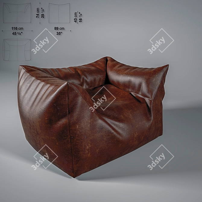 Sophisticated Frameless Armchair 3D model image 1