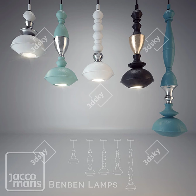 Elegant Benben Lamps Set 3D model image 2