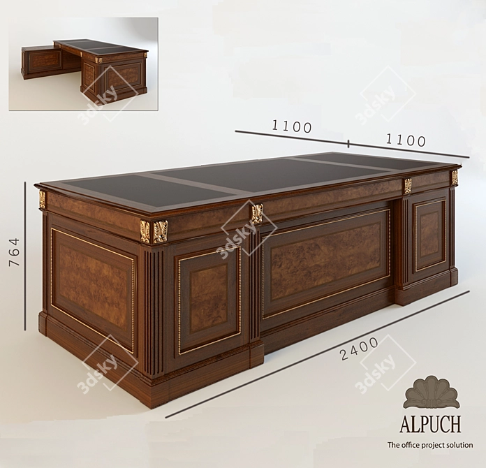 Premium Alpuch President Executive Desk 3D model image 1