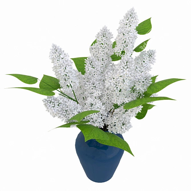 Ethereal White Lilac Bouquet 3D model image 1