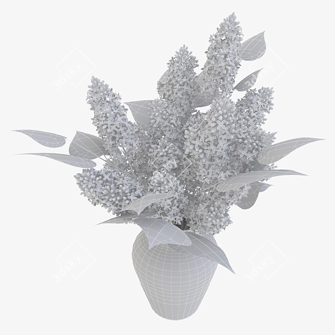 Ethereal White Lilac Bouquet 3D model image 2