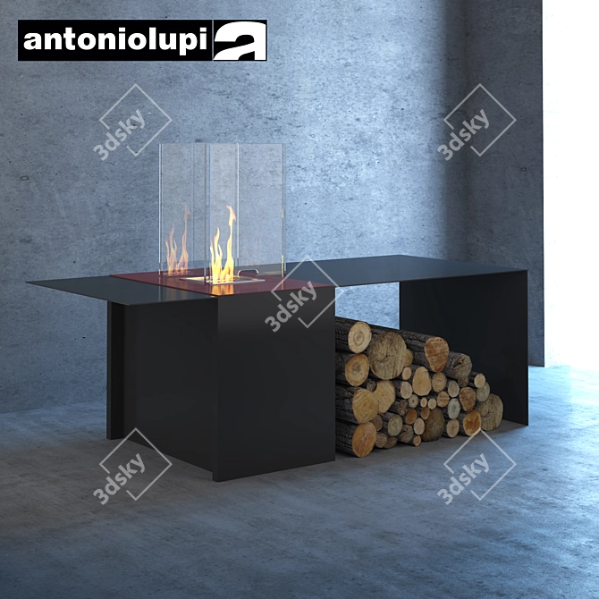 Modern Steel and Glass Fireplace: Antonio Lupi Drago 3D model image 1