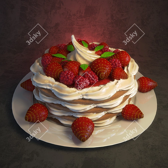 Berry Victoria Cake 3D model image 1