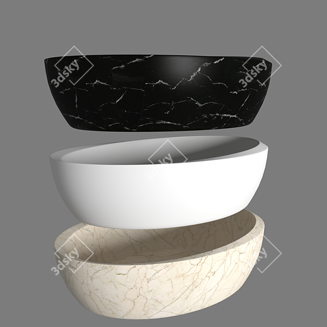 Elegant Marble Wash Basins 3D model image 2