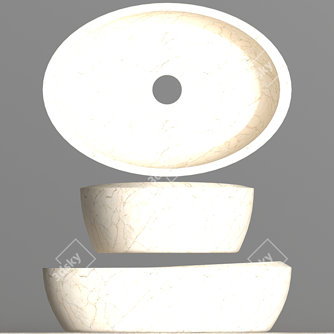 Elegant Marble Wash Basins 3D model image 3