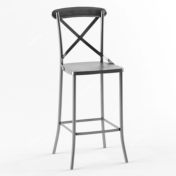 Industrial Twisted Iron Bar Stool 3D model image 1