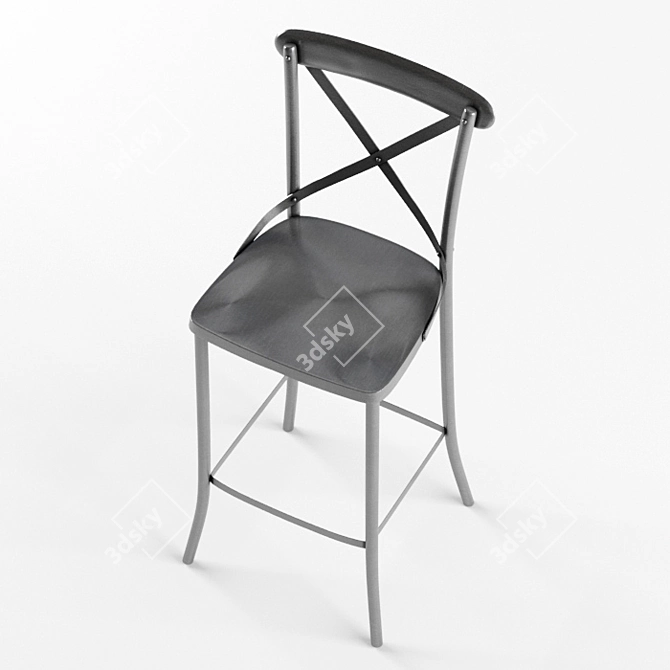 Industrial Twisted Iron Bar Stool 3D model image 2