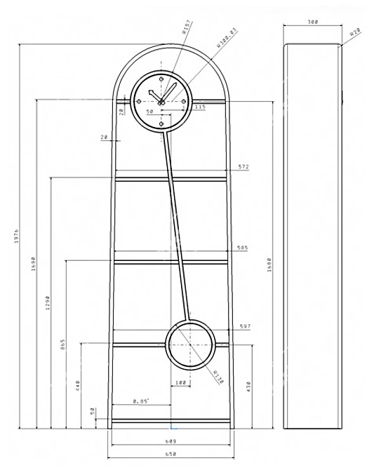 Minimalist Clock Shelf 3D model image 2