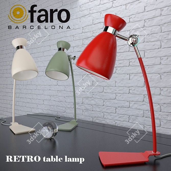 FARO RETRO Red Table Lamp 3D model image 1