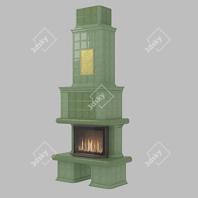 Russian-inspired Fireplace 3D model image 1