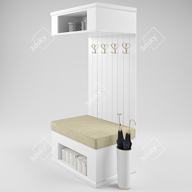 Elegant Entryway: Decorative Boxes & Umbrellas 3D model image 2