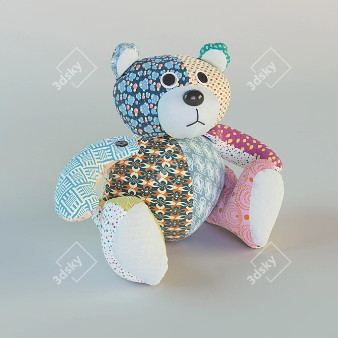 Vibrant Textured Teddy Bear 3D model image 1