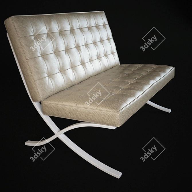 Modern Backrest Bench: 2-Seater Design 3D model image 1