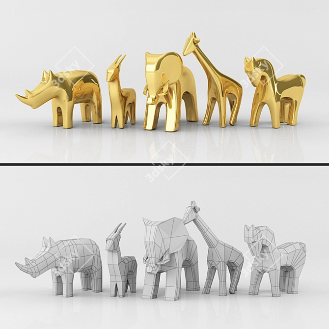 Set decoration GLOBAL VIEWS

Title: Golden Safari Animal Decor Set 3D model image 2