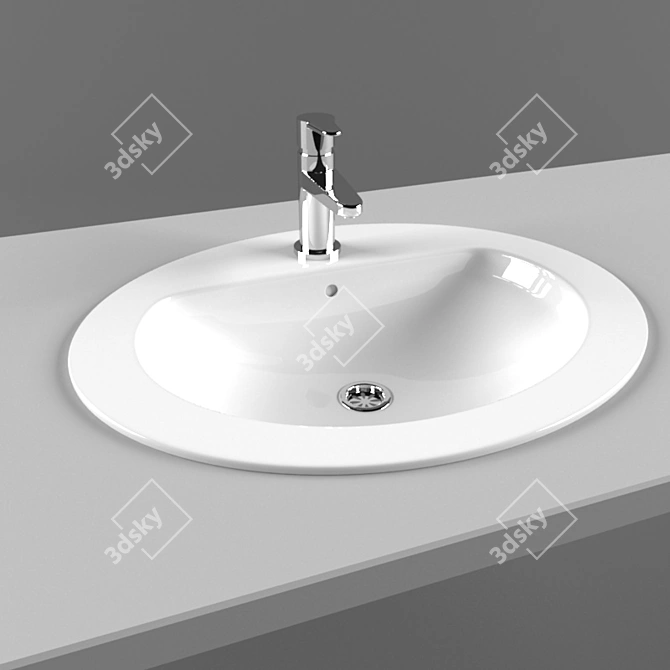 Sleek Flush Sink Mixer 3D model image 1