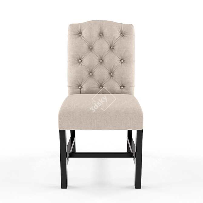 Elegant Beige Linen Dining Chair 3D model image 1