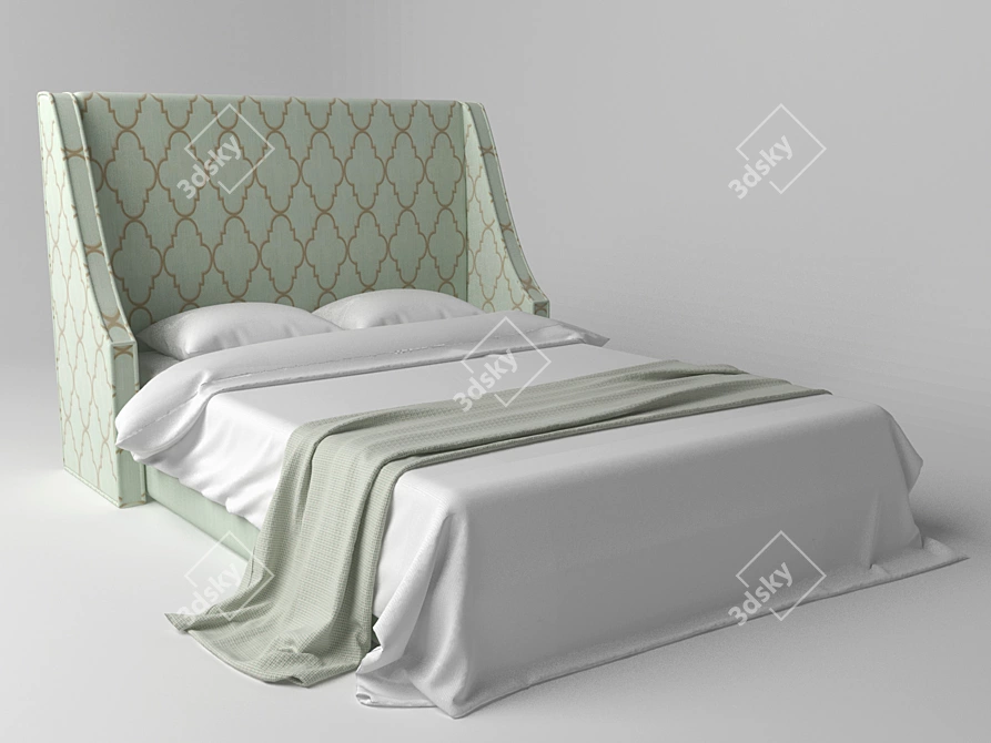 Elegant Wingback Headboard 3D model image 1