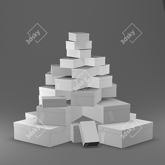 Tagged Shoe Boxes: Simple Storage Solution 3D model image 1