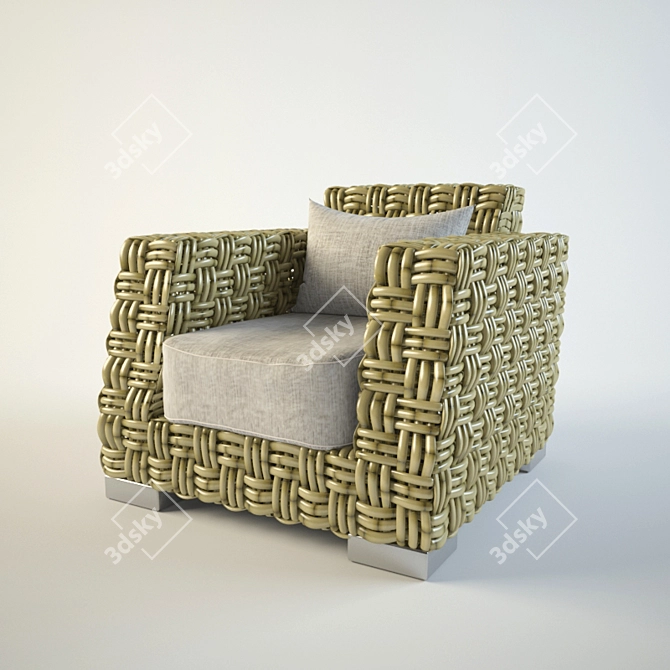 Bamboo Wicker Lounge Chair 3D model image 1