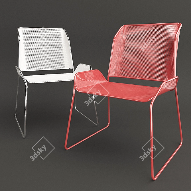 Perforated Dual Color Chair 3D model image 1