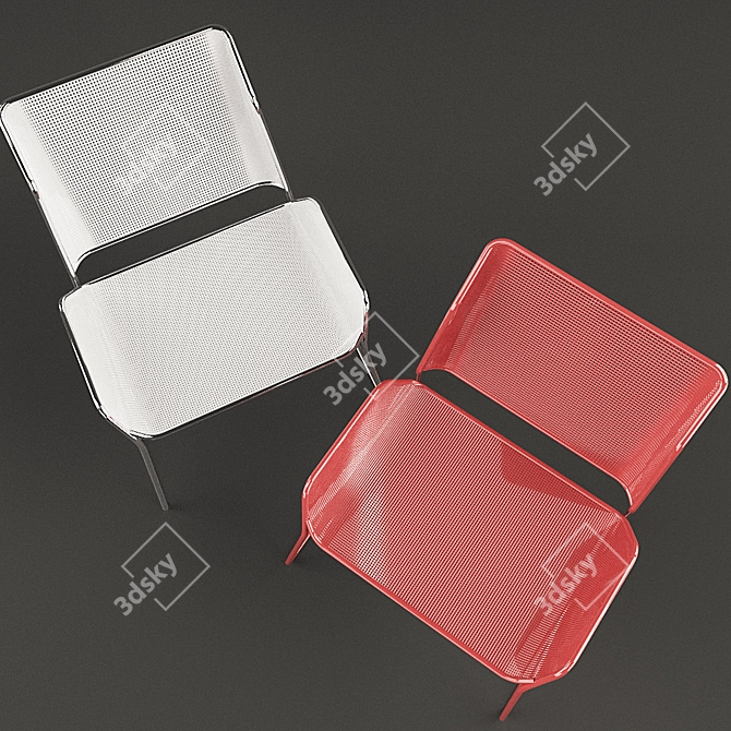 Perforated Dual Color Chair 3D model image 2