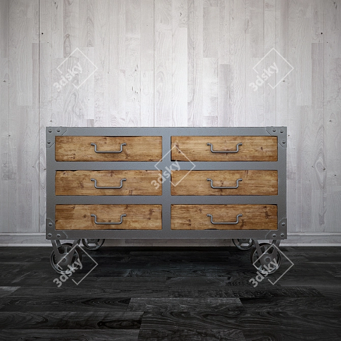 Industrial Chest on Wheels | Ironloft 3D model image 1