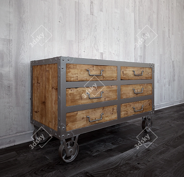 Industrial Chest on Wheels | Ironloft 3D model image 2