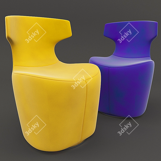 Velvet Colorful Chair 3D model image 1