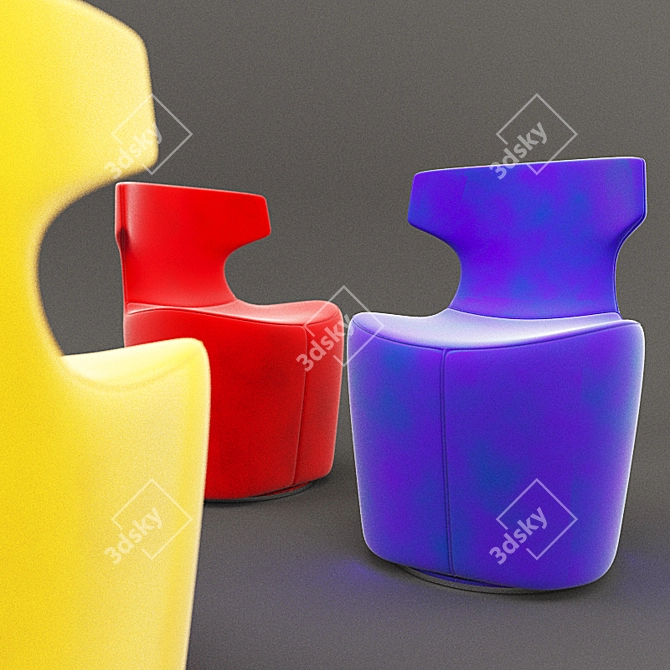 Velvet Colorful Chair 3D model image 2