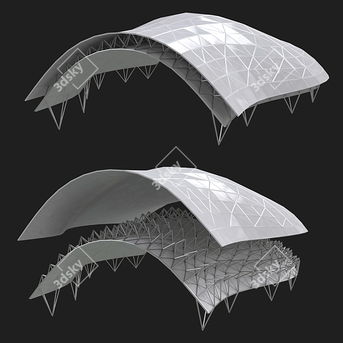 Metal and Glass Canopy 3D model image 1