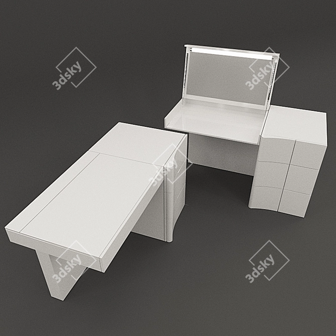 Elegant White Vanity Table: ARMONIA NIGHT 3D model image 3