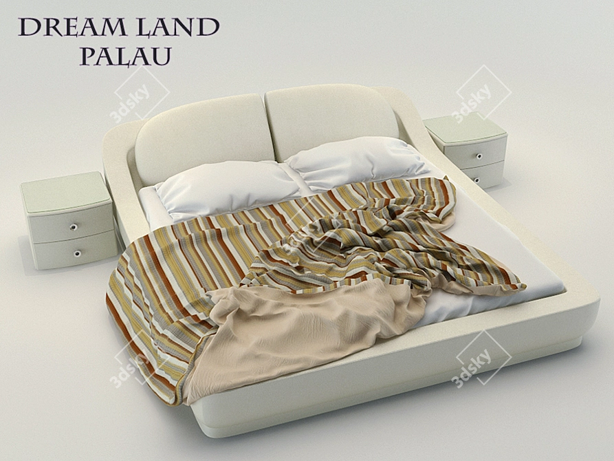 Dream Land Palau Bed + Bioko Nightstand 3D model image 1