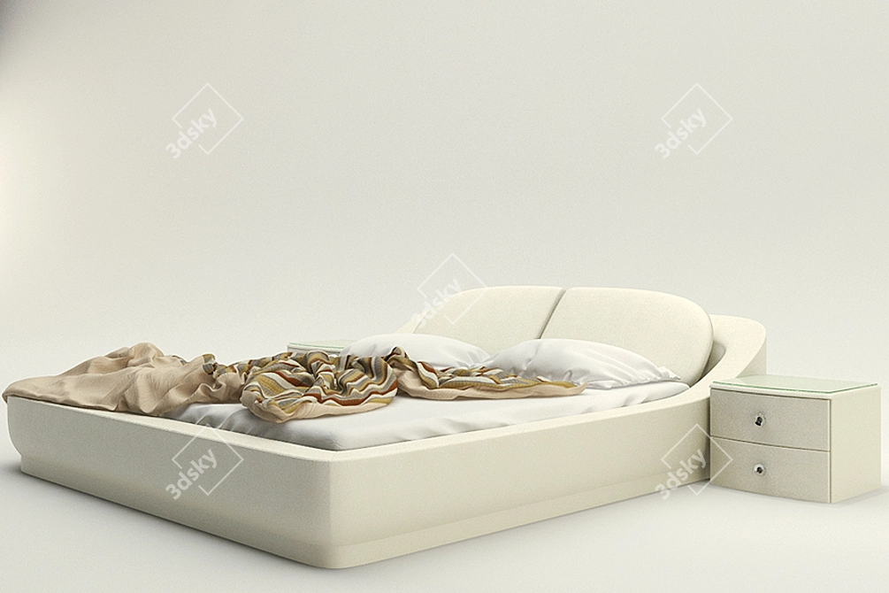 Dream Land Palau Bed + Bioko Nightstand 3D model image 2