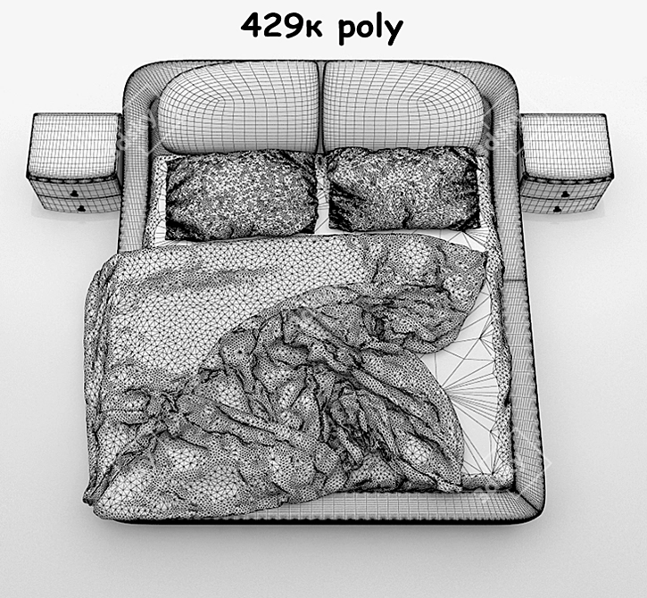 Dream Land Palau Bed + Bioko Nightstand 3D model image 3