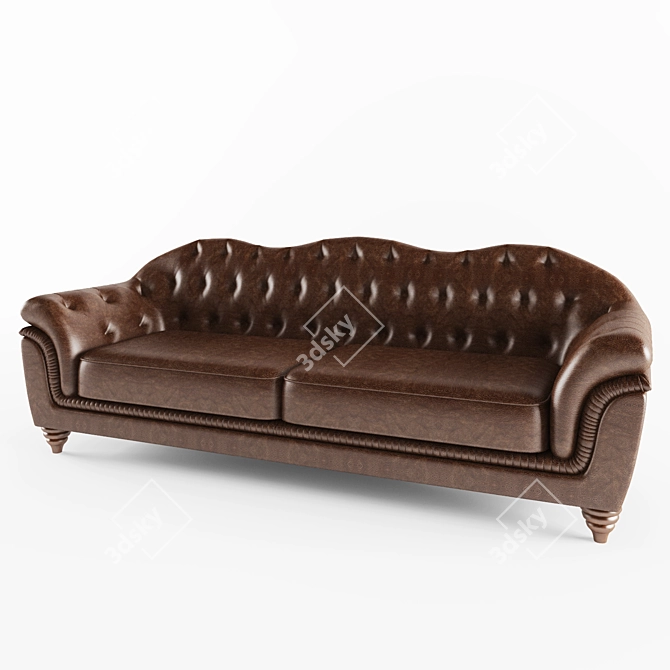 Sleek Leather Sofas 3D model image 1