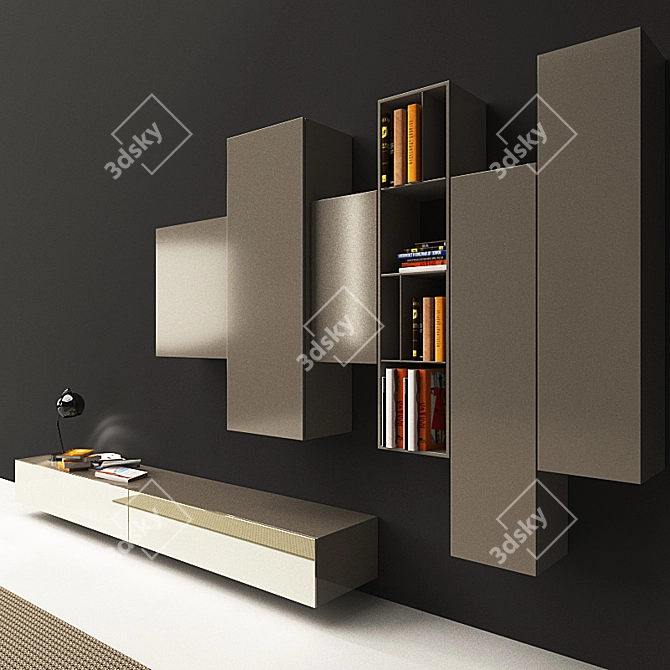 Modern Living Shelving System 3D model image 2