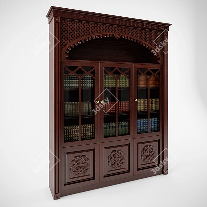 Elegant Arabic Bookcase: A Stunning Decor Addition 3D model image 1