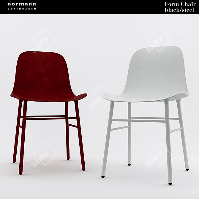 Sleek Steel Normann Form Chair 3D model image 1