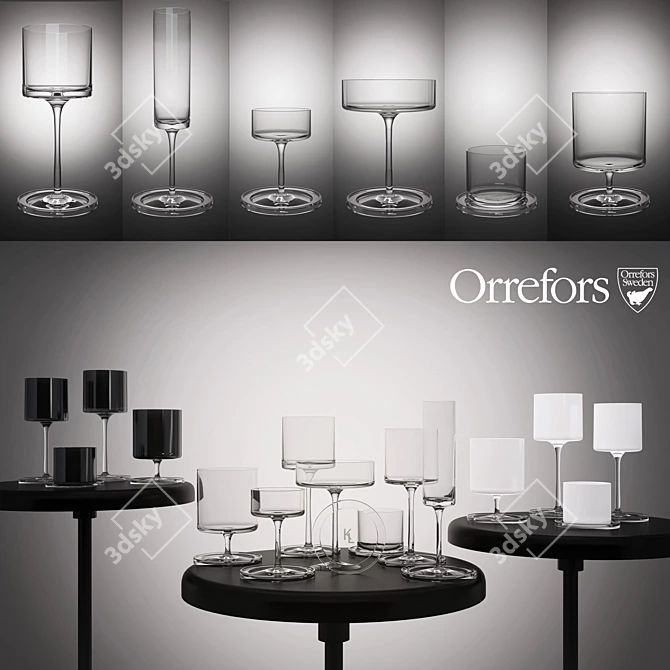 Elegant Lagerfeld Orrefors Glass Set 3D model image 1